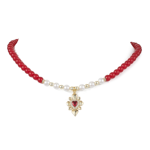 PandaHall Heart Brass Cubic Zirconia Pendant Necklace, with Dyed Natural Malaysia Jade & Shell Pearl Beaded, Red, 15.55 inch(39.5cm)...
PandaHall Heart Brass Cubic Zirconia Pendant Necklace, with Dyed Natural Malaysia Jade & Shell Pearl Beaded, Red, 15.55 inch(39.5cm)...