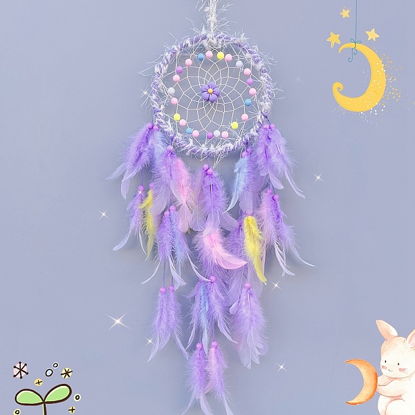 PandaHall Woven Web/Net with Feather Decorations, with Iron Ring, for Home Bedroom Hanging Decorations, Flower, Lilac, 580mm Feather Feather..., Purple
PandaHall Woven Web/Net with Feather Decorations, with Iron Ring, for Home Bedroom Hanging Decorations, Flower, Lilac, 580mm Feather Feather..., Purple