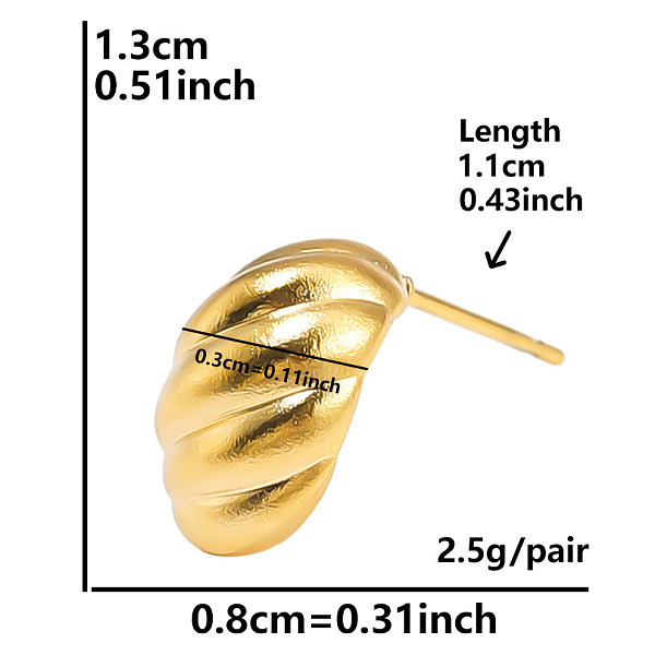 PandaHall Stylish Irregular Stainless Steel Half Hoop Stud Earrings for Women, Golden Stainless Steel
PandaHall Stylish Irregular Stainless Steel Half Hoop Stud Earrings for Women, Golden Stainless Steel