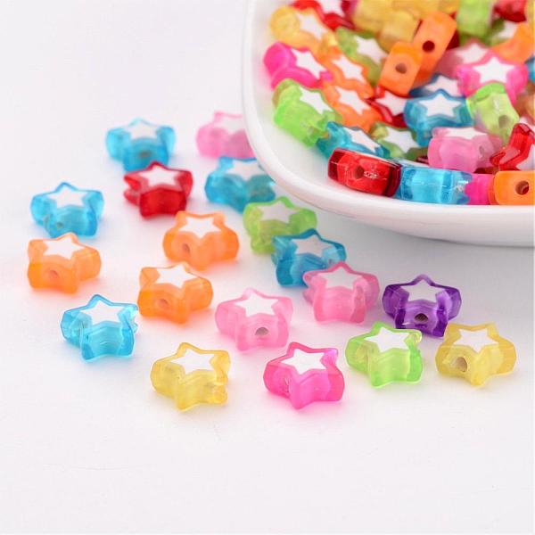 PandaHall Transparent Acrylic Beads, Bead in Bead, Star, Mixed Color, 9x10x4mm, Hole: 2mm Acrylic Star Multicolor
PandaHall Transparent Acrylic Beads, Bead in Bead, Star, Mixed Color, 9x10x4mm, Hole: 2mm Acrylic Star Multicolor