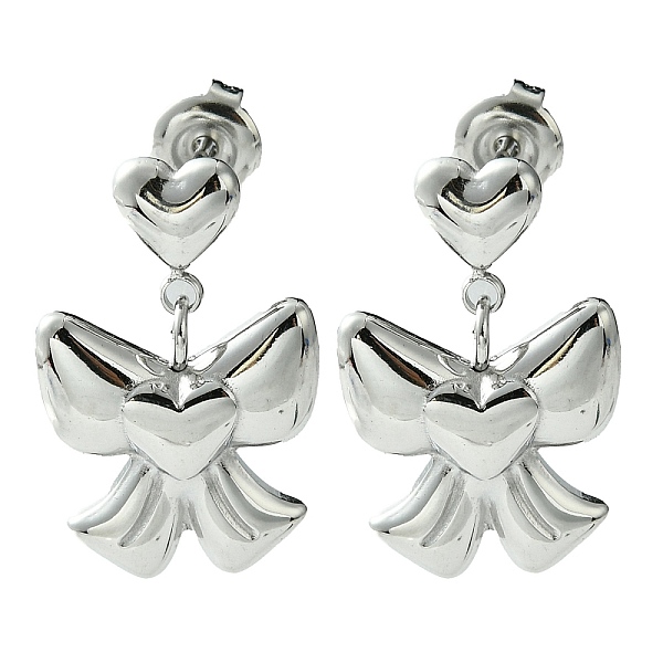PandaHall 304 Stainless Steel Dangle Stud Earrings, Bowknot with Heart, Stainless Steel Color, 21x14.5mm 304 Stainless Steel Bowknot
PandaHall 304 Stainless Steel Dangle Stud Earrings, Bowknot with Heart, Stainless Steel Color, 21x14.5mm 304 Stainless Steel Bowknot