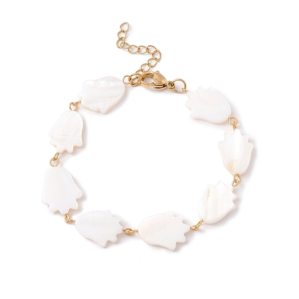 PandaHall Natural Shell Tulip Link Chain Bracelet, 304 Stainless Steel Jewelry for Women, Golden, White, 7 inch(17.7cm) Shell White
PandaHall Natural Shell Tulip Link Chain Bracelet, 304 Stainless Steel Jewelry for Women, Golden, White, 7 inch(17.7cm) Shell White