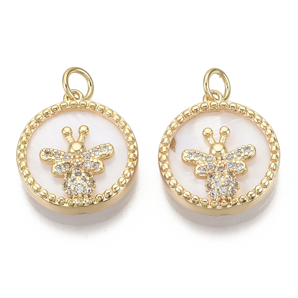 PandaHall Brass Micro Pave Cubic Zirconia Pendants, with Freshwater Shell and Jump Ring, Flat Round with Bee, Nickel Free, Real 18K Gold..., Clear
PandaHall Brass Micro Pave Cubic Zirconia Pendants, with Freshwater Shell and Jump Ring, Flat Round with Bee, Nickel Free, Real 18K Gold..., Clear