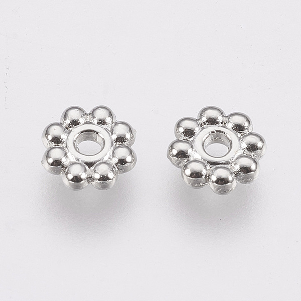 PandaHall Alloy Daisy Spacer Beads, Flower, Cadmium Free & Lead Free, Platinum, 5.5~6x1.5~2mm, Hole: 1.8mm, about 350pcs/50g Alloy Flower
PandaHall Alloy Daisy Spacer Beads, Flower, Cadmium Free & Lead Free, Platinum, 5.5~6x1.5~2mm, Hole: 1.8mm, about 350pcs/50g Alloy Flower