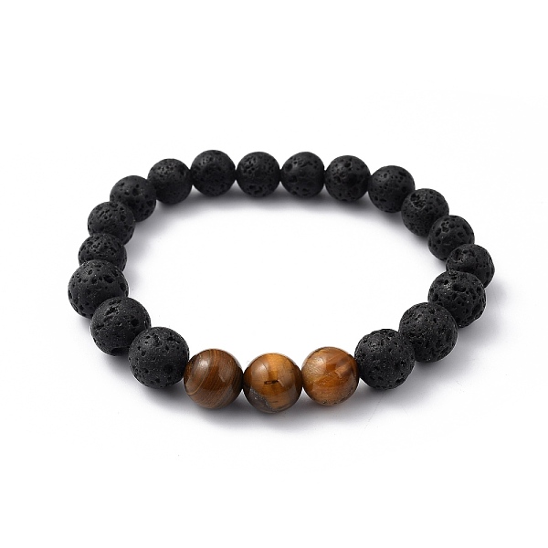PandaHall Natural Tiger Eye & Lava Rock Beaded Stretch Bracelets, Round, Inner Diameter: 2 inch(5.2cm), Beads: 8.5mm and 10.5mm Tiger Eye
PandaHall Natural Tiger Eye & Lava Rock Beaded Stretch Bracelets, Round, Inner Diameter: 2 inch(5.2cm), Beads: 8.5mm and 10.5mm Tiger Eye