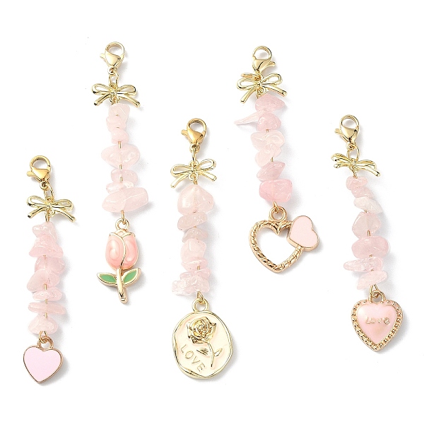 PandaHall Natural Rose Quartz Chip Beaded Pendant Decorations, Valentine's Day Alloy Enamel Charms and 304 Stainless Steel Lobster Claw..., Pink
PandaHall Natural Rose Quartz Chip Beaded Pendant Decorations, Valentine's Day Alloy Enamel Charms and 304 Stainless Steel Lobster Claw..., Pink