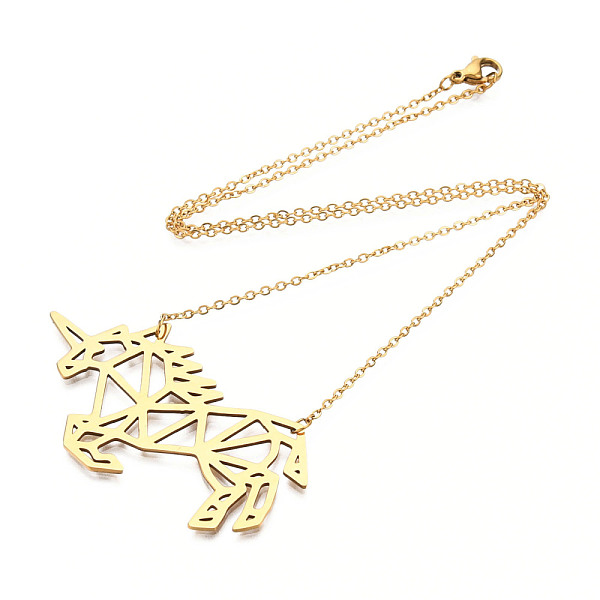PandaHall 201 Stainless Steel Pendant Necklaces, with Cable Chains, Unicorn, Golden, 17.9 inch(45.5cm), 2mm, Unicorn: 38x53x2mm 201...
PandaHall 201 Stainless Steel Pendant Necklaces, with Cable Chains, Unicorn, Golden, 17.9 inch(45.5cm), 2mm, Unicorn: 38x53x2mm 201...