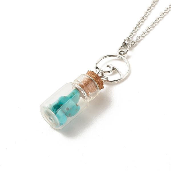 PandaHall Glass Bottle with Synthetic Turquoise Chips Pendant Necklace, Wish Bottle Necklace with Alloy Wave Charm for Women, 17.91 inch...
PandaHall Glass Bottle with Synthetic Turquoise Chips Pendant Necklace, Wish Bottle Necklace with Alloy Wave Charm for Women, 17.91 inch...