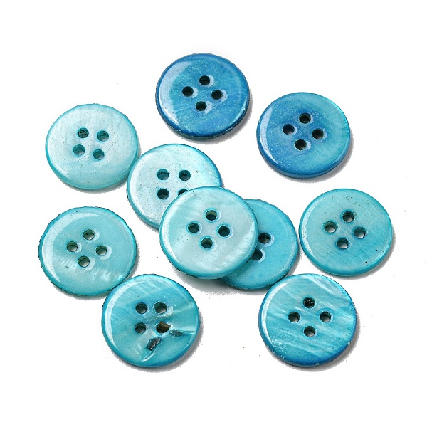 PandaHall Freshwater Shell Buttons, 4-Hole, Flat Round, Sky Blue, 14x1.7~2.2mm, Hole: 1.6mm Shell Flat Round
PandaHall Freshwater Shell Buttons, 4-Hole, Flat Round, Sky Blue, 14x1.7~2.2mm, Hole: 1.6mm Shell Flat Round