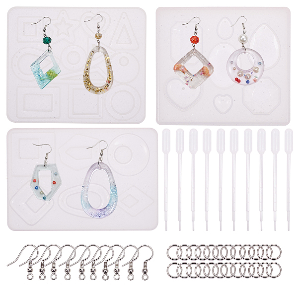 PandaHall DIY Earring Making, with Pendant Silicone Molds, Resin Casting Molds, For UV Resin, Epoxy Resin Jewelry Making, Brass Earring...
PandaHall DIY Earring Making, with Pendant Silicone Molds, Resin Casting Molds, For UV Resin, Epoxy Resin Jewelry Making, Brass Earring...