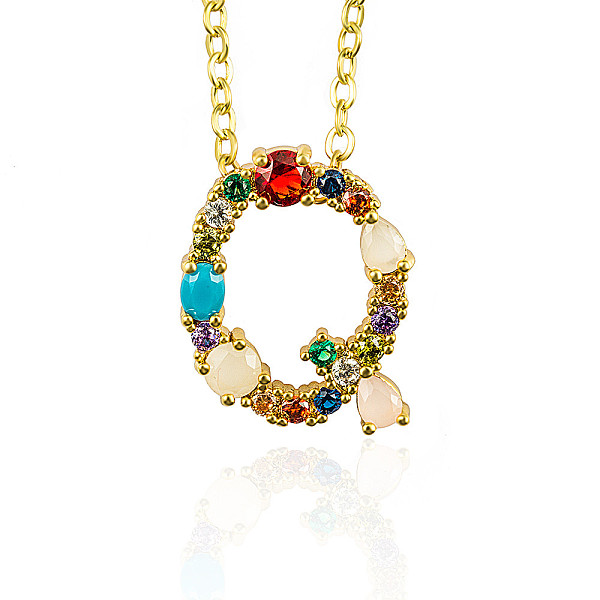 PandaHall Golden Brass Micro Pave Cubic Zirconia Initial Pendants Necklaces, with Cable Chains, Colorful, Letter, Letter.Q, 17.9~18.1 inch...
PandaHall Golden Brass Micro Pave Cubic Zirconia Initial Pendants Necklaces, with Cable Chains, Colorful, Letter, Letter.Q, 17.9~18.1 inch...