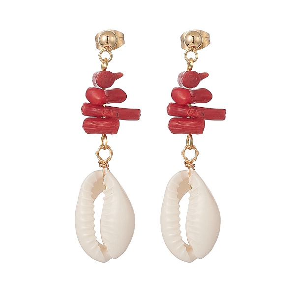 PandaHall Dyed Chips Synthetic Coral Stud Earrings, Natural Cowrie Shell Dangle Earring for Women, Golden, 49mm, Pin: 0.8mm Synthetic Coral
PandaHall Dyed Chips Synthetic Coral Stud Earrings, Natural Cowrie Shell Dangle Earring for Women, Golden, 49mm, Pin: 0.8mm Synthetic Coral
