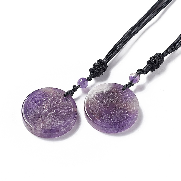 PandaHall Natural Amethyst Flat Round with Tree of Life Pendant Necklace with Nylon Cord for Women, 25.59~27.95 inch(65~71cm) Amethyst
PandaHall Natural Amethyst Flat Round with Tree of Life Pendant Necklace with Nylon Cord for Women, 25.59~27.95 inch(65~71cm) Amethyst