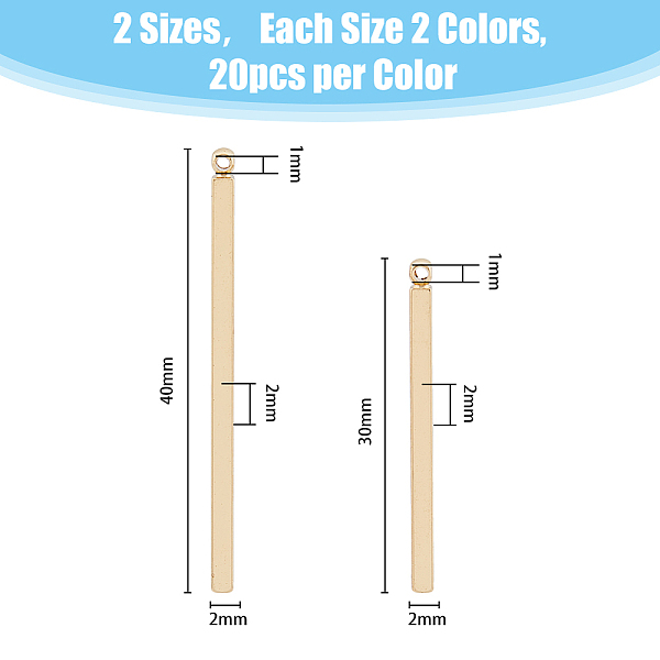 PandaHall DICOSMETIC 80Pcs 2 Sizes Long Bar Pendants 2 Colors Blank Bar Charms 30/40mm Vertical Charms Brass Rectangle Pendants Stick Strip...
PandaHall DICOSMETIC 80Pcs 2 Sizes Long Bar Pendants 2 Colors Blank Bar Charms 30/40mm Vertical Charms Brass Rectangle Pendants Stick Strip...