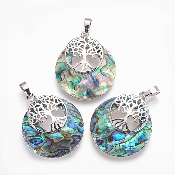 PandaHall Natural Paua Shell Pendants, with Rhinestone and Platinum Tone Brass Findings, Flat Round with Tree of Life, 32.5~33x27.5~28x5~6mm...
PandaHall Natural Paua Shell Pendants, with Rhinestone and Platinum Tone Brass Findings, Flat Round with Tree of Life, 32.5~33x27.5~28x5~6mm...