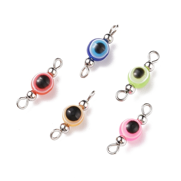 PandaHall Evil Eye Resin Connector Charms, with 304 Stainless Steel Smooth Round Spacer Beads, Stainless Steel Color, Oval, Mixed Color..., Multicolor 
PandaHall Evil Eye Resin Connector Charms, with 304 Stainless Steel Smooth Round Spacer Beads, Stainless Steel Color, Oval, Mixed Color..., Multicolor