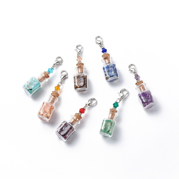PandaHall 7 Chakra Tumbled Gemstone Chips Filling Wishing Bottle Pendant Decorations, Reiki Energy Stone Lobster Clasp Charms, 58mm..., Multicolor
PandaHall 7 Chakra Tumbled Gemstone Chips Filling Wishing Bottle Pendant Decorations, Reiki Energy Stone Lobster Clasp Charms, 58mm..., Multicolor