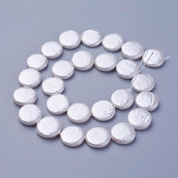 PandaHall Shell Pearl Beads Strands, Flat Round, Snow, 14.8~16x3.5~5mm, Hole: 0.5mm, about 26pcs/strand, 15.55 inch~15.74 inch(39.5~40cm)..., White
PandaHall Shell Pearl Beads Strands, Flat Round, Snow, 14.8~16x3.5~5mm, Hole: 0.5mm, about 26pcs/strand, 15.55 inch~15.74 inch(39.5~40cm)..., White