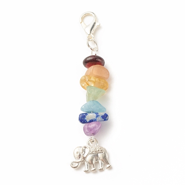 PandaHall Chakra Theme Natural Gemstone Pendant Decorations, with Alloy Lobster Claw Clasps, Elephant Pendant, 5.85cm Mixed Stone Elephant
PandaHall Chakra Theme Natural Gemstone Pendant Decorations, with Alloy Lobster Claw Clasps, Elephant Pendant, 5.85cm Mixed Stone Elephant