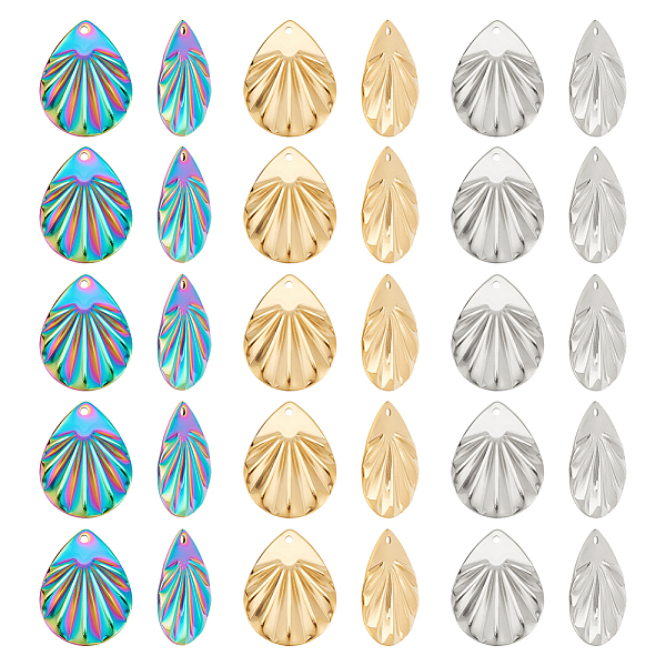 PandaHall DICOSMETIC 30Pcs 3 Colors 304 Stainless Steel Pendant, Textured Charms, Teardrop, Mixed Color, 22x17x1mm, Hole: 1.2mm, 10pcs/color...
PandaHall DICOSMETIC 30Pcs 3 Colors 304 Stainless Steel Pendant, Textured Charms, Teardrop, Mixed Color, 22x17x1mm, Hole: 1.2mm, 10pcs/color...