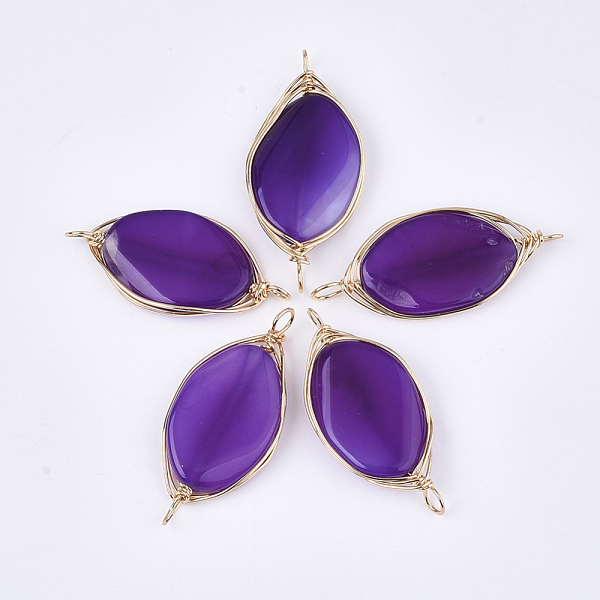 PandaHall Natural Agate Wire Wrapped Links connectors, with Iron Wire, Dyed, Oval, Golden, Dark Violet, 45~60x20~30x5~8mm, Hole: 4mm Natural..., Purple
PandaHall Natural Agate Wire Wrapped Links connectors, with Iron Wire, Dyed, Oval, Golden, Dark Violet, 45~60x20~30x5~8mm, Hole: 4mm Natural..., Purple