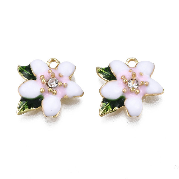 PandaHall Rack Plating Alloy Enamel Charms, with Crystal Rhinestone, Flower, Cadmium Free & Lead Free, Golden, Pink, 14x15x4.5mm, Hole...
PandaHall Rack Plating Alloy Enamel Charms, with Crystal Rhinestone, Flower, Cadmium Free & Lead Free, Golden, Pink, 14x15x4.5mm, Hole...