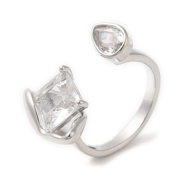 PandaHall Glass Rhombus & Teardrop Open Cuff Ring, Brass Ring for Women, Real Platinum Plated, Inner Diameter: 18mm Glass Rhombus Clear
PandaHall Glass Rhombus & Teardrop Open Cuff Ring, Brass Ring for Women, Real Platinum Plated, Inner Diameter: 18mm Glass Rhombus Clear