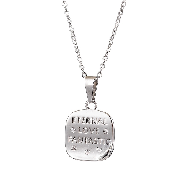 PandaHall Brass Micro Pave Cubic Zirconia Pendant Necklaces, 304 Stainless Steel Cable Chains Necklace, Square with Word Charms, Stainless..., Clear
PandaHall Brass Micro Pave Cubic Zirconia Pendant Necklaces, 304 Stainless Steel Cable Chains Necklace, Square with Word Charms, Stainless..., Clear