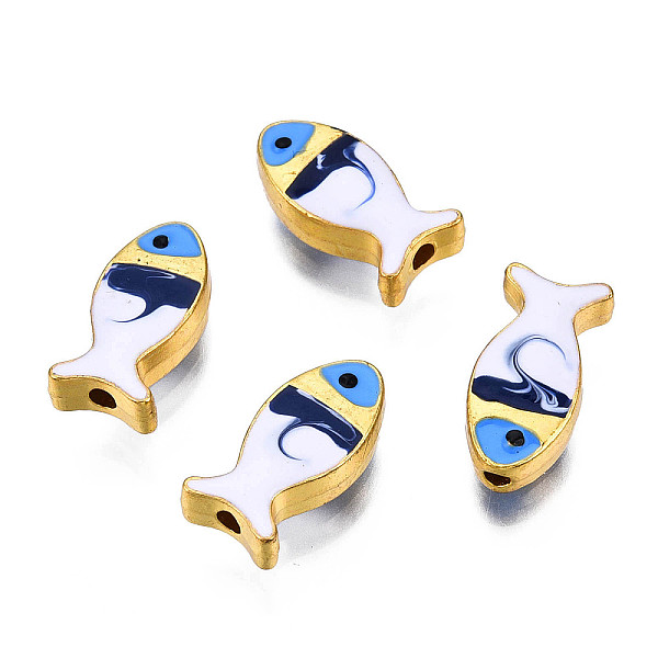 PandaHall Rack Plating Alloy Enamel Beads, Cadmium Free & Lead Free, Fish, Light Gold, Prussian Blue, 17x8x4.5mm, Hole: 1.8mm Alloy+Enamel...
PandaHall Rack Plating Alloy Enamel Beads, Cadmium Free & Lead Free, Fish, Light Gold, Prussian Blue, 17x8x4.5mm, Hole: 1.8mm Alloy+Enamel...