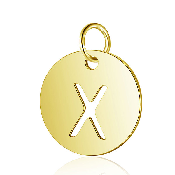 PandaHall 304 Stainless Steel Charms, Flat Round with Letter, Golden, Letter.X, 12x1mm, Hole: 2.5mm 304 Stainless Steel Letter X
PandaHall 304 Stainless Steel Charms, Flat Round with Letter, Golden, Letter.X, 12x1mm, Hole: 2.5mm 304 Stainless Steel Letter X