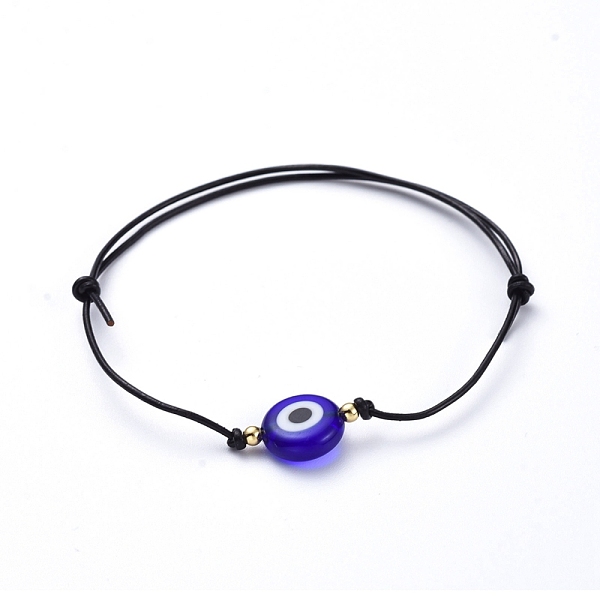 PandaHall Adjustable Cowhide Cord Bracelets, with Brass Beads and Handmade Evil Eye Lampwork Beads, Blue, Inner Diameter: 2-1/4 inch~3-7/8...
PandaHall Adjustable Cowhide Cord Bracelets, with Brass Beads and Handmade Evil Eye Lampwork Beads, Blue, Inner Diameter: 2-1/4 inch~3-7/8...