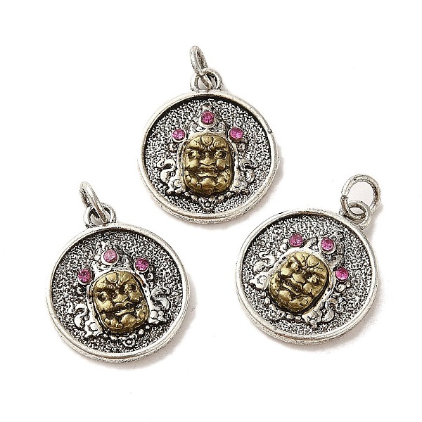 PandaHall Brass Pendants, with Rhinestone and Jump Ring, Flat Round with Buddha Charms, Antique Silver & Antique Golden, 17.5x14.5x3mm, Hole...
PandaHall Brass Pendants, with Rhinestone and Jump Ring, Flat Round with Buddha Charms, Antique Silver & Antique Golden, 17.5x14.5x3mm, Hole...