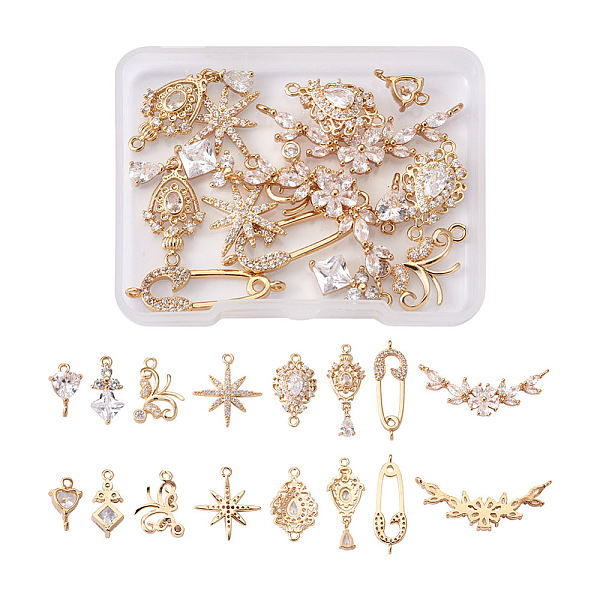 PandaHall Beadthoven 16 Pcs 8 Styles Brass Micro Pave Cubic Zirconia Links Connectors & Pendants, Long-Lasting Plated, Mixed Shapes, Light..., Clear
PandaHall Beadthoven 16 Pcs 8 Styles Brass Micro Pave Cubic Zirconia Links Connectors & Pendants, Long-Lasting Plated, Mixed Shapes, Light..., Clear