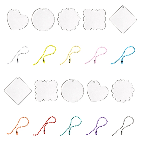 PandaHall 40Pcs 5 Style Acrylic Transparent Blank Pendants, with 40pcs 5 Style Alloy Ball Chains, Flat Round & Heart & Square & Rhombus, For..., Clear
PandaHall 40Pcs 5 Style Acrylic Transparent Blank Pendants, with 40pcs 5 Style Alloy Ball Chains, Flat Round & Heart & Square & Rhombus, For..., Clear