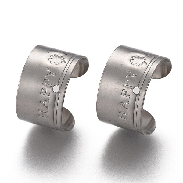 PandaHall 304 Stainless Steel Cuff Earring Findings, with Flower and Word Happy, with Hole, Stainless Steel Color, 11x10x7mm, Hole: 0.9mm...
PandaHall 304 Stainless Steel Cuff Earring Findings, with Flower and Word Happy, with Hole, Stainless Steel Color, 11x10x7mm, Hole: 0.9mm...