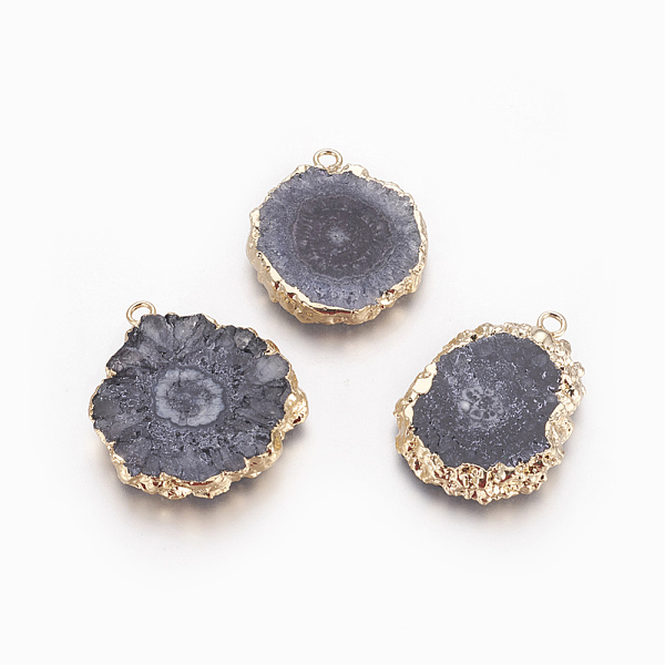 PandaHall Natural Dyed Quartz Pendants, Solar Quartz, with Golden Plated Edge Brass Findings, Flat Round, Gray, 25~42x22~23x4~6mm, Hole...
PandaHall Natural Dyed Quartz Pendants, Solar Quartz, with Golden Plated Edge Brass Findings, Flat Round, Gray, 25~42x22~23x4~6mm, Hole...