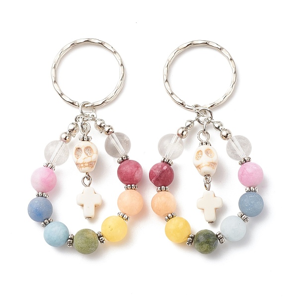 PandaHall Gemstone Keychain, with Alloy & Dyed Synthetic Turquoise Pendant, Iron & Alloy Spacer Beads & Split Key Rings, Cross & Skull..., Blue
PandaHall Gemstone Keychain, with Alloy & Dyed Synthetic Turquoise Pendant, Iron & Alloy Spacer Beads & Split Key Rings, Cross & Skull..., Blue