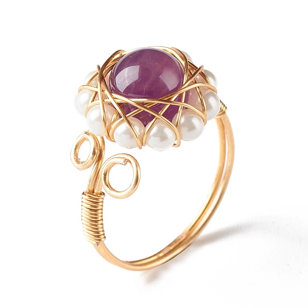 PandaHall Natural Amethyst Finger Ring for Girl Women, Round Shell Pearl Beads Ring, Brass Wire Wrap Ring, Golden, US Size 7 3/4(17.9mm)...
PandaHall Natural Amethyst Finger Ring for Girl Women, Round Shell Pearl Beads Ring, Brass Wire Wrap Ring, Golden, US Size 7 3/4(17.9mm)...