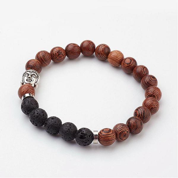 PandaHall Wood Beaded Stretch Bracelets, with Natural Lava Rock Beads, Brass Spacer Beads and Alloy Buddha Head Bead, 2-1/8 inch(53mm) Lava...
PandaHall Wood Beaded Stretch Bracelets, with Natural Lava Rock Beads, Brass Spacer Beads and Alloy Buddha Head Bead, 2-1/8 inch(53mm) Lava...