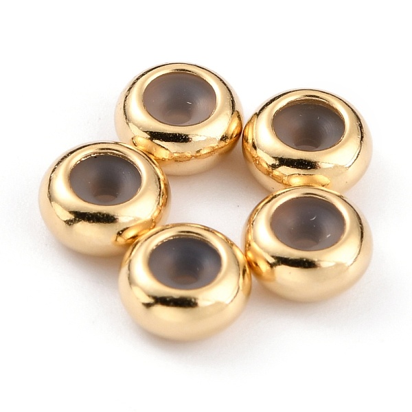 PandaHall Brass Beads, with Rubber Inside, Slider Beads, Stopper Beads, Long-Lasting Plated, Rondelle, Real 24K Gold Plated, 6x3mm, Rubber...
PandaHall Brass Beads, with Rubber Inside, Slider Beads, Stopper Beads, Long-Lasting Plated, Rondelle, Real 24K Gold Plated, 6x3mm, Rubber...