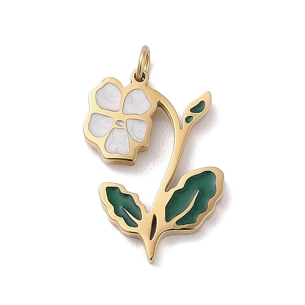 PandaHall 304 Stainless Steel Pendants, with Enamel and Jump Ring, Flower Charm, Golden, White, 20x14.5x2mm, Hole: 2.5mm Stainless...
PandaHall 304 Stainless Steel Pendants, with Enamel and Jump Ring, Flower Charm, Golden, White, 20x14.5x2mm, Hole: 2.5mm Stainless...