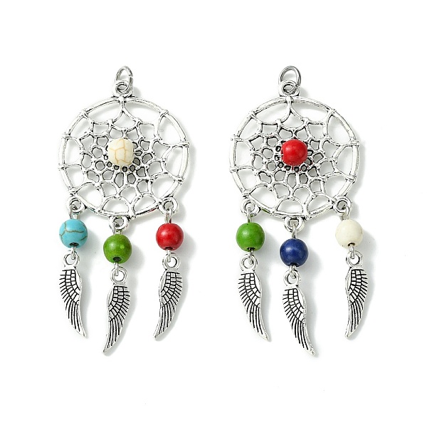 PandaHall Synthetic Turquoise Dyed Big Pendants, Antique Silver Plated Alloy Woven Web/Net Charms, Mixed Color, Wing, 61.5x28x6.5~7mm, Hole..., Multicolor
PandaHall Synthetic Turquoise Dyed Big Pendants, Antique Silver Plated Alloy Woven Web/Net Charms, Mixed Color, Wing, 61.5x28x6.5~7mm, Hole..., Multicolor