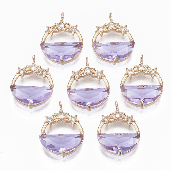 PandaHall Glass Pendants, with Brass Micro Pave Cubic Zirconia Findings, Faceted, Flat Round with Star, Light Gold, Lilac, 21.5x15.5x5.5mm..., Purple
PandaHall Glass Pendants, with Brass Micro Pave Cubic Zirconia Findings, Faceted, Flat Round with Star, Light Gold, Lilac, 21.5x15.5x5.5mm..., Purple