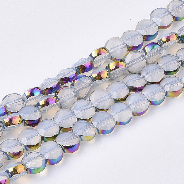 PandaHall Electroplate Glass Beads Strands, Multi-color Plated, Faceted, Flat Round, Alice Blue, 5.5~6x3.5~4mm, Hole: 1mm, about...
PandaHall Electroplate Glass Beads Strands, Multi-color Plated, Faceted, Flat Round, Alice Blue, 5.5~6x3.5~4mm, Hole: 1mm, about...