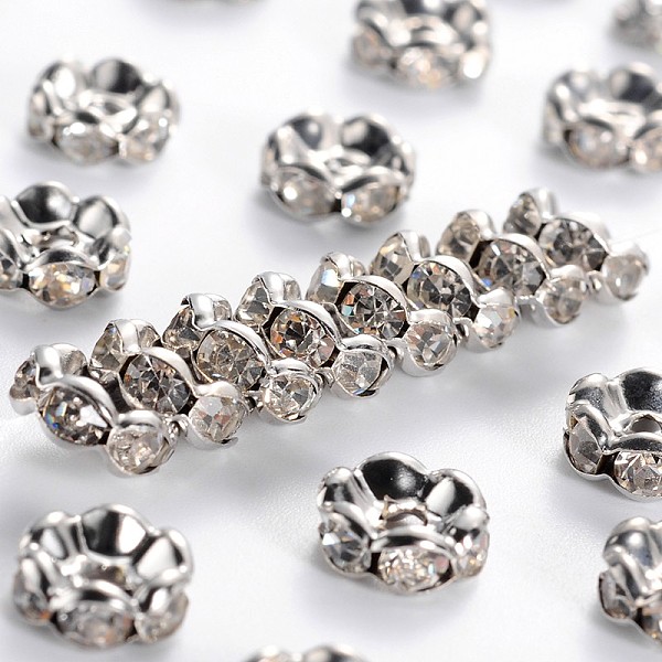 PandaHall Brass Rhinestone Spacer Beads, Grade A, Wavy Edge, Platinum Metal Color, Rondelle, Crystal, 8x3.8mm, Hole: 1mm Brass+Rhinestone..., Clear
PandaHall Brass Rhinestone Spacer Beads, Grade A, Wavy Edge, Platinum Metal Color, Rondelle, Crystal, 8x3.8mm, Hole: 1mm Brass+Rhinestone..., Clear