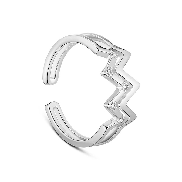 PandaHall TINYSAND 925 Sterling Silver Cuff Rings, Open Rings, with Hearts and Arrows Cubic Zirconia, Heart Beat, Silver, Size 6(16mm)...
PandaHall TINYSAND 925 Sterling Silver Cuff Rings, Open Rings, with Hearts and Arrows Cubic Zirconia, Heart Beat, Silver, Size 6(16mm)...