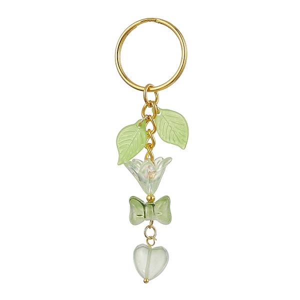 PandaHall Bowknot & Heart Glass Pendant Decorations, with Acrylic Leaf/Flower Charm amd Iron Split Key Rings, Pale Green, 8.8cm Glass Flower
PandaHall Bowknot & Heart Glass Pendant Decorations, with Acrylic Leaf/Flower Charm amd Iron Split Key Rings, Pale Green, 8.8cm Glass Flower