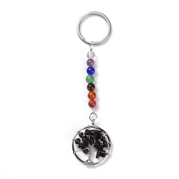 PandaHall Gemstone and Natural Obsidian Chakra Keychain, with Alloy Key Rings and Brass Pendants, Ring with Tree of Life, Platinum, 123mm...
PandaHall Gemstone and Natural Obsidian Chakra Keychain, with Alloy Key Rings and Brass Pendants, Ring with Tree of Life, Platinum, 123mm...