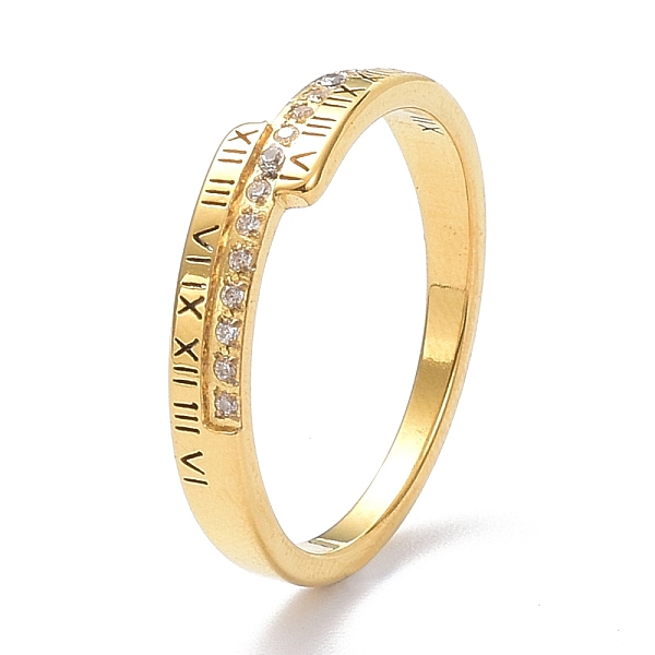 PandaHall Ion Plating(IP) 304 Stainless Steel Finger Rings, with Crystal Rhinestone, Roman Number, Golden, US Size 6~9(16.5~18.9mm)..., Clear
PandaHall Ion Plating(IP) 304 Stainless Steel Finger Rings, with Crystal Rhinestone, Roman Number, Golden, US Size 6~9(16.5~18.9mm)..., Clear