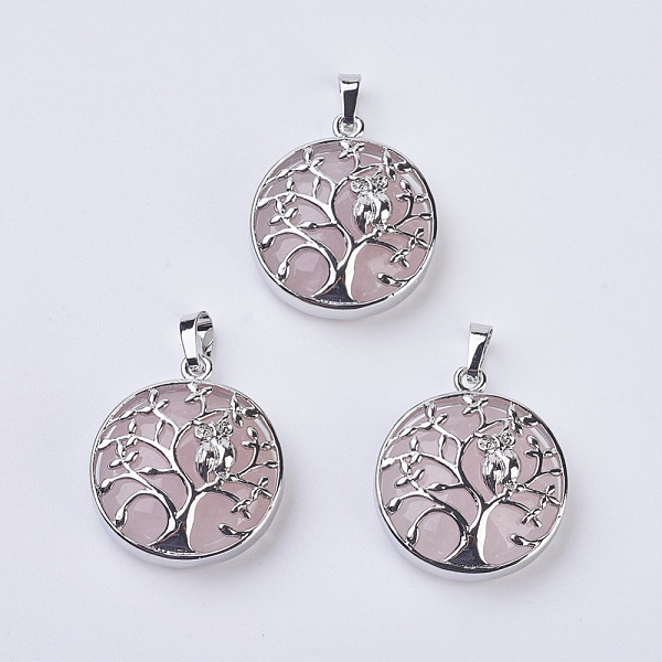 PandaHall Natural Rose Quartz Pendants, with Brass Findings, Flat Round with Tree of Life, Platinum, 31~32x27x8~9mm, Hole: 5x7mm Rose Quartz...
PandaHall Natural Rose Quartz Pendants, with Brass Findings, Flat Round with Tree of Life, Platinum, 31~32x27x8~9mm, Hole: 5x7mm Rose Quartz...